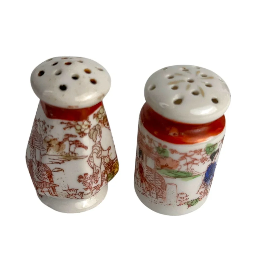 Vintage Painted Japanese Geisha Girl‎ Salt Pepper Shakers Ceramic Made in Japan